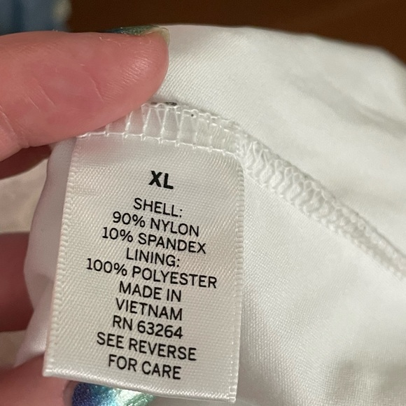 Dress Barn white circle lace blouse size XL spandex quarter bell ruffle sleeves - Picture 12 of 12